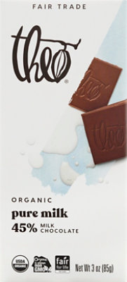 Theo Chocolate Bar Organic Milk Chocolate 45% Pure - 3 Oz - Image 2