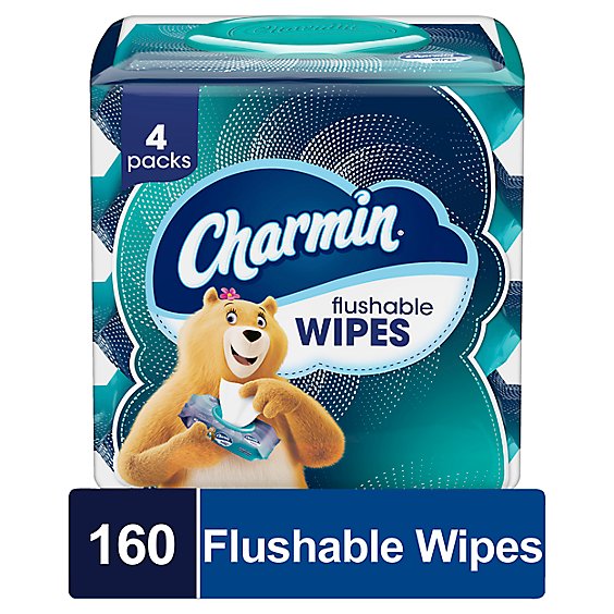 Charmin Flushable Wipes 4 Packs - 160 Count
