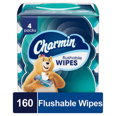 Charmin Flushable Wipes 4 Packs - 160 Count - Image 1