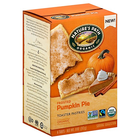 Natures Path Organic Toaster Pastries Frosted Pumpkin Pie 6 Count - 11 Oz