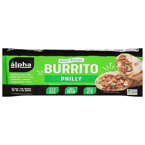 Alpha Foods Burrito Plant Based Philly Sandwich - 5 Oz