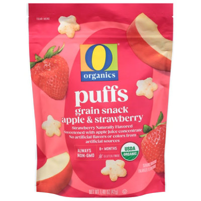O Organics Puffs Apple Strawberry - 1.48 Oz