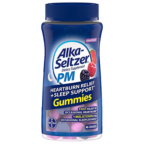 Alka-Seltzer PM Heartburn Relief+Sleep Support Gummies Mixed Berry - 46 Count