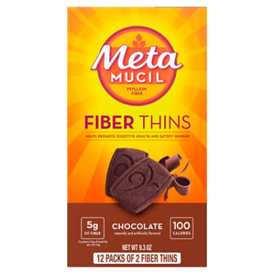 Metamucil Fiber Supplement Fiber Thins Chocolate - 12-0.77 Oz