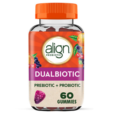 Align DualBiotic Prebiotic + Probiotic for Men And Women Natural Fruit Flavor Gummies - 60 Count - Image 1