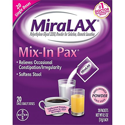 MiraLAX Laxative Osmotic Powder Mix In Pax Unflavored - 20 Count - Image 2
