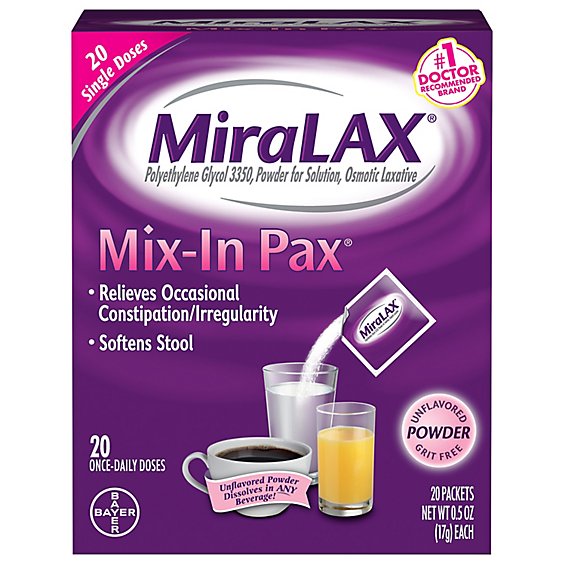 MiraLAX Laxative Osmotic Powder Mix In Pax Unflavored - 20 Count