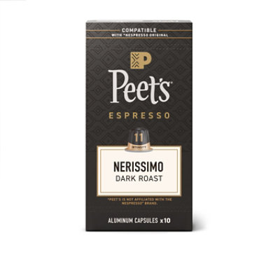 Peet's Coffee Espresso Capsules Nerissimo Intensity 11 Compatible with Nespresso - 10 Count