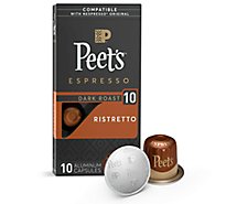 Peet's Coffee Espresso Capsules Ristretto Intensity 10 Compatible with Nespresso - 10 Count