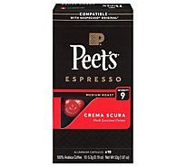 Peet's Coffee Espresso Capsules Crema Scura Intensity 9 Compatible with Nespresso - 10 Count