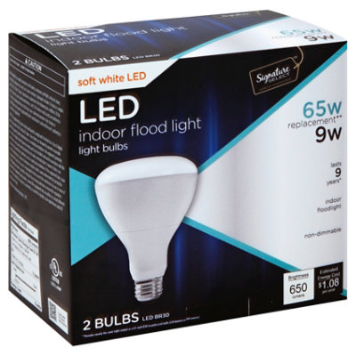 Signature Light Bulb LED Indoor Flood Light Soft White BR30 - 2 Count - Albertsons