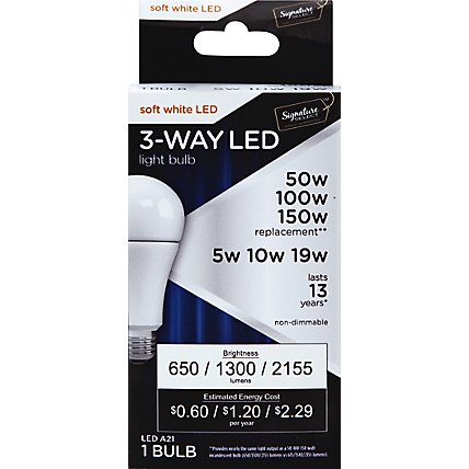Signature SELECT Light Bulb LED 3 Way 5W 10W 19W A21 - Each - Image 2