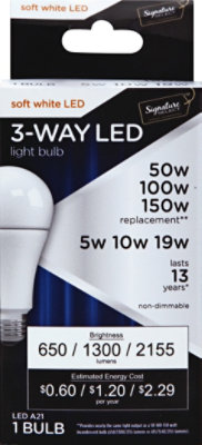 Signature SELECT Light Bulb LED 3 Way 5W 10W 19W A21 - Each - Image 2