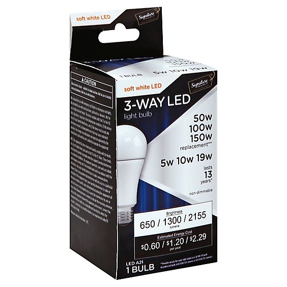Signature SELECT Light Bulb LED 3 Way 5W 10W 19W A21 - Each