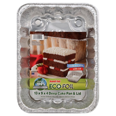 Handi Foil Eco-Foil Pan & Lid Foil Deep Cake 13x9x4 - Each - haggen