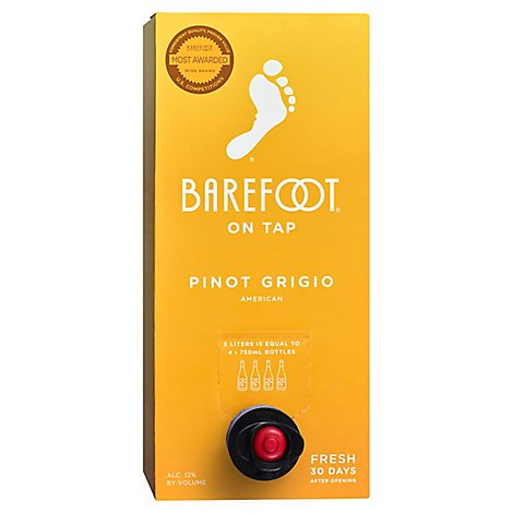 Barefoot Cellars On Tap Pinot Grigio White Box Wine - 3 Liter