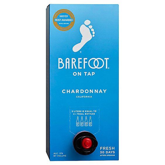 Barefoot Cellars On Tap Chardonnay White Wine Box - 3 Liter