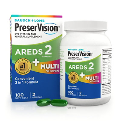 PreserVision AREDS 2 + Multivitamin 2-in-1  Eye Vitamin with Vitamin C D E and Zinc - 100 Count - Image 1