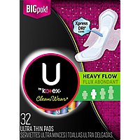U by Kotex CleanWear Pads Ultra Thin with Wings Heavy Flow - 32 Count - Image 2