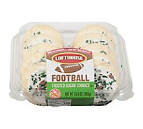 Lofthouse Football White Frosted Sugar Cookies With Green And Brown - 13.5 Oz