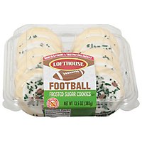Lofthouse Football White Frosted Sugar Cookies With Green And Brown - 13.5 Oz - Image 1