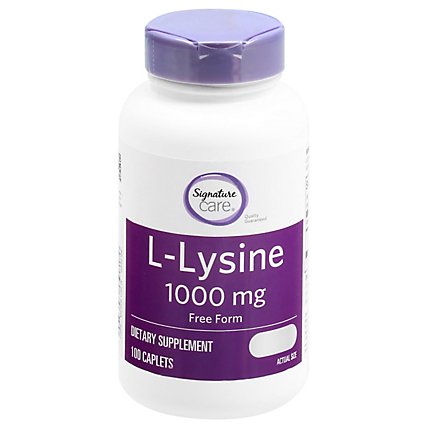 Signature Care L Lysine HCI 1000mg Dietary Supplement Tablet - 100 Count - Image 1