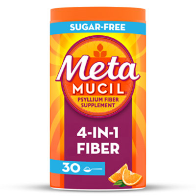 Metamucil 4 In 1 Sugar Free Powder Orange Psyllium Fiber Supplement - 6.1 Oz - Image 1