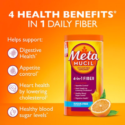 Metamucil Fiber Supplement 4 In 1 MultiHealth Powder Orange Sugar Free - 36.8 Oz - Image 3