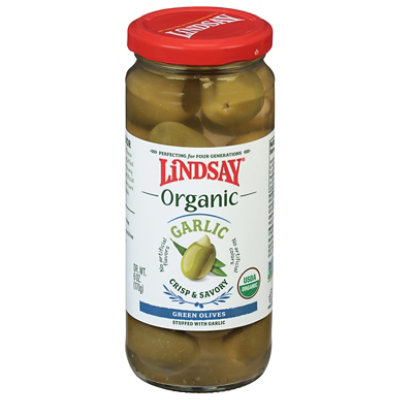 Lindsay Olives Green Greek 100% Organic Stuffed With Garlic - 6 Oz - Image 3