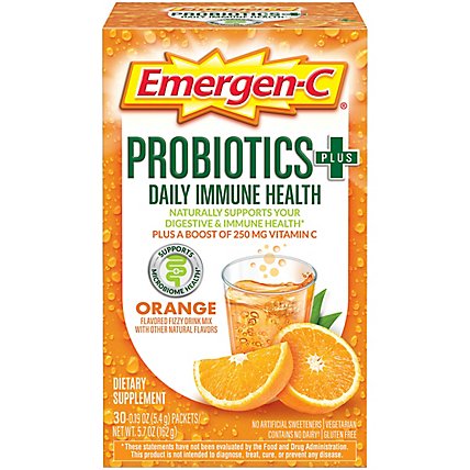 Emergen-C Probiotics Plus Daily Immune Health Orange Drink Mix - 30-0.19 Oz - Image 3