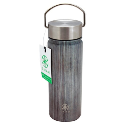 Gaiam Water Bottle Stainless Steel Wide Mouth 18 Ounce Woodland - Each