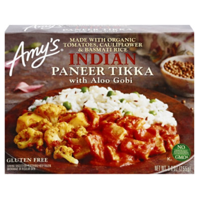 Amys Frozen Meal Gluten Free Indian Paneer Tikka With Aloo Gobi - 9 Oz - Image 3