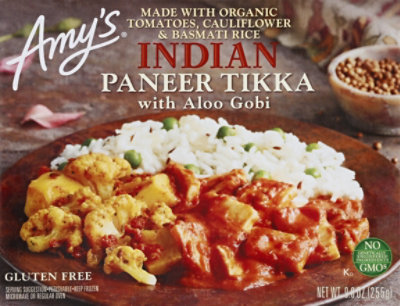 Amys Frozen Meal Gluten Free Indian Paneer Tikka With Aloo Gobi - 9 Oz - Image 2