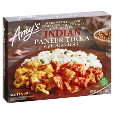 Amys Frozen Meal Gluten Free Indian Paneer Tikka With Aloo Gobi - 9 Oz - Image 1