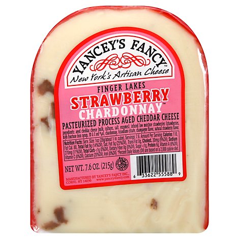 Yanceys Fancy Cheese Wedge Pasteurized Process Aged Cheddar Strawberry Chardonnay - 7.6 Oz