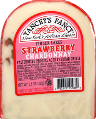 Yanceys Fancy Cheese Wedge Pasteurized Process Aged Cheddar Strawberry Chardonnay - 7.6 Oz