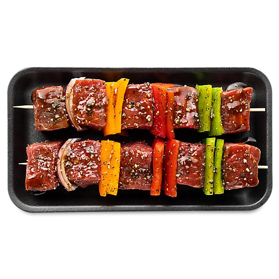 Meat Service Counter Beef Kabobs Black Pepper Marinated 1.5 Ounce Solution - 1.25 LB
