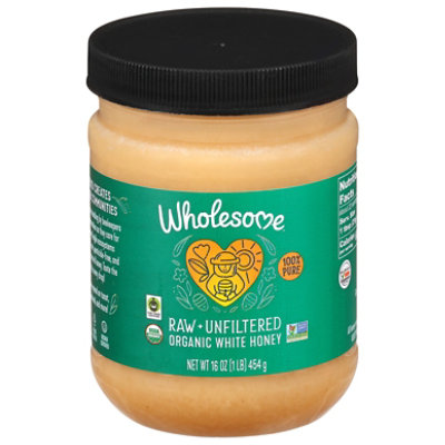 Wholesome Organic Honey White Raw Unfiltered Spreadable - 16 Oz