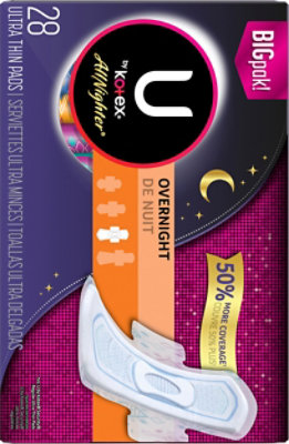 U by Kotex AllNighter Pads Ultra Thin With Wings Overnight - 28 Count - Image 3