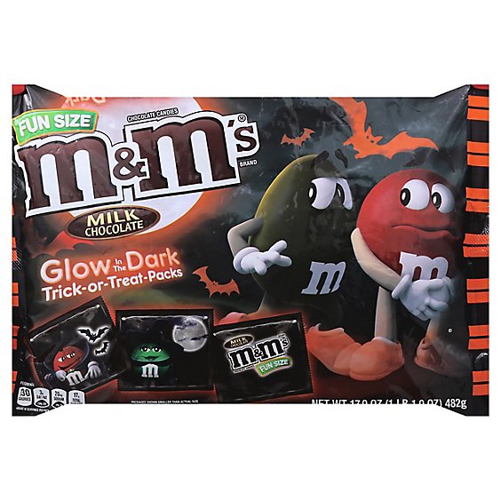 M&M'S Chocolate Candies Fun Size Glow In The Dark Milk Chocolate - 17 Oz