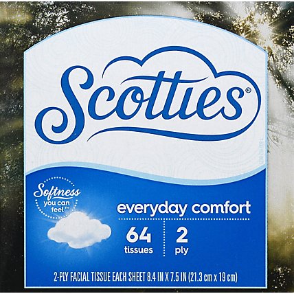 64 Tissues per Box 4 Pack Scotties Everyday Comfort Facial Tissues 