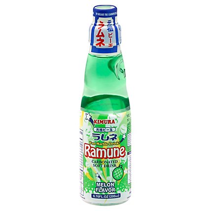 Kimura Ramune Soft Drink Carbonated Melon - 6.76 Fl. Oz. - Image 1