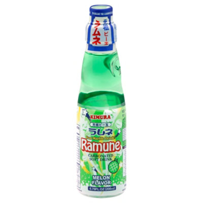 Kimura Ramune Soft Drink Carbonated Melon - 6.76 Fl. Oz. - Image 1