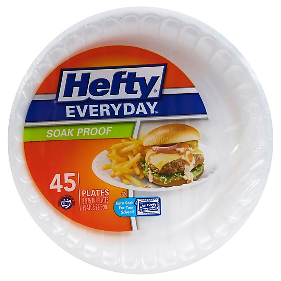 Hefty Everyday Plate Tableware 8-7/8 Inches White - 45 Count