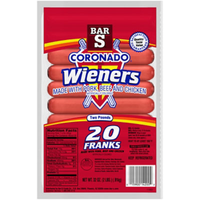 BarS Franks Coronado Wieners 20 Count 32 Oz Tom Thumb