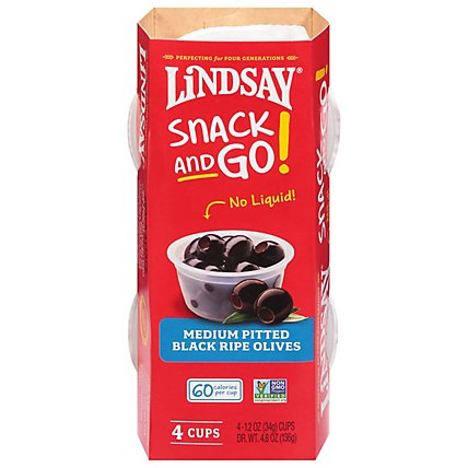 Lindsay Snack And Go Black Medium Pitted Olives Cups - 4.8 Oz - Image 3