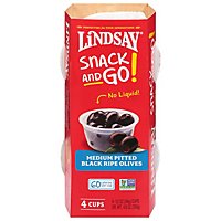 Lindsay Snack And Go Black Medium Pitted Olives Cups - 4.8 Oz - Image 1