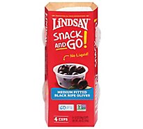 Lindsay Snack And Go Black Medium Pitted Olives Cups - 4.8 Oz