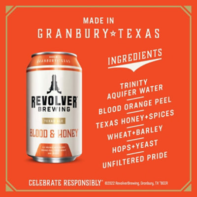 Revolver Blood & Honey Ale Craft American Beer 7% ABV Cans - 19 Fl. Oz. - Image 3