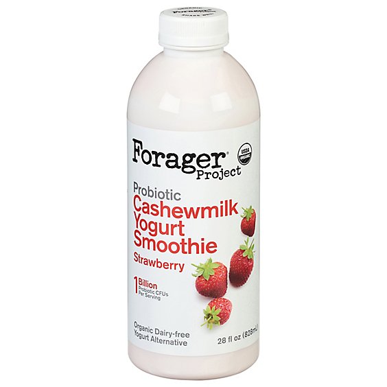 Forager Project Organic Yogurt Alternative Drinkable Cashewmilk Dairy Free Strawberry - 28 Fl. Oz.
